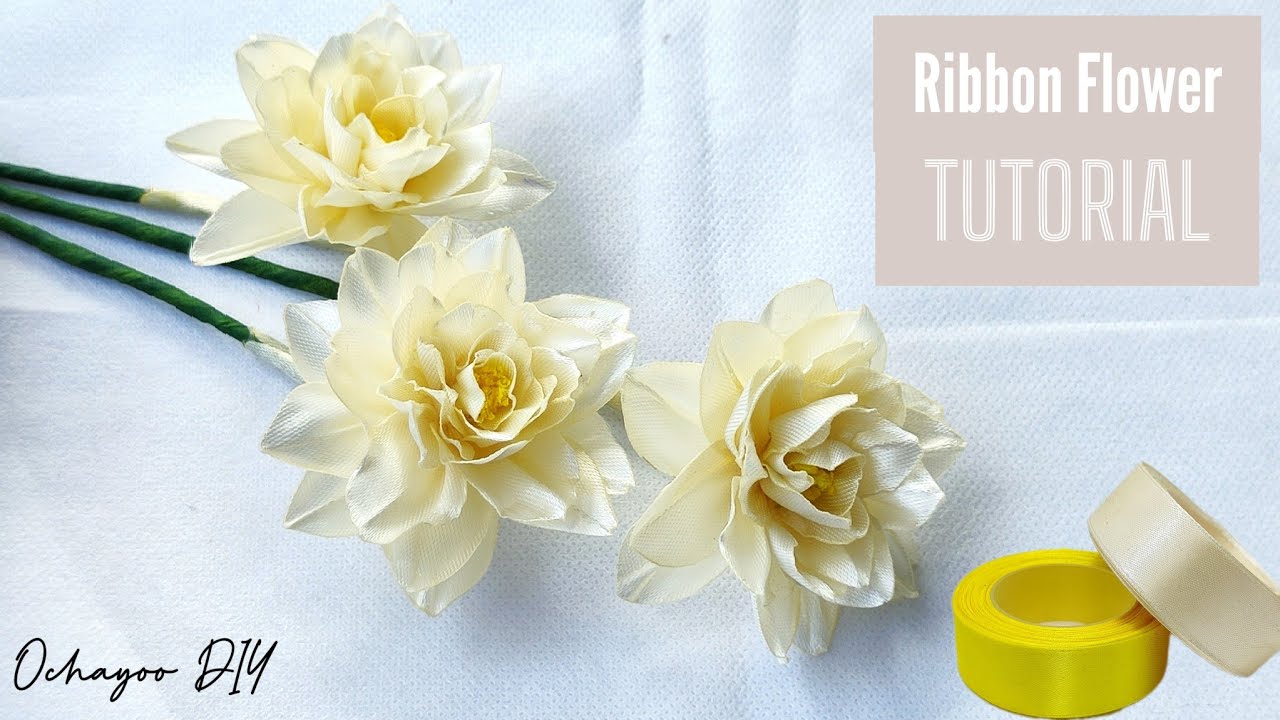 DIY/how to make satin ribbon flowers rose easy 