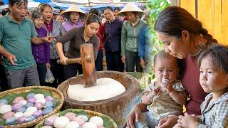 Homemade cake for sale: Duong made soft glutinous rice dumplings with her kids Nhi, Khoi & Tuyet screenshot 3