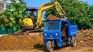 Amazing Mini Excavator at Work! Loading Dirt into Dump Truck