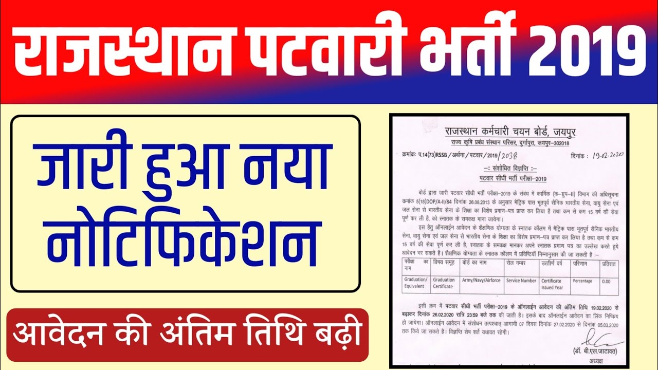 patwari-bharti-last-date-rajasthan-patwari-bharti-2019-new-update