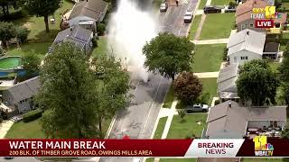 LIVE: SkyTeam 11 is over a water main break on Timber Grover Road in the Owings Mills area - wbal…