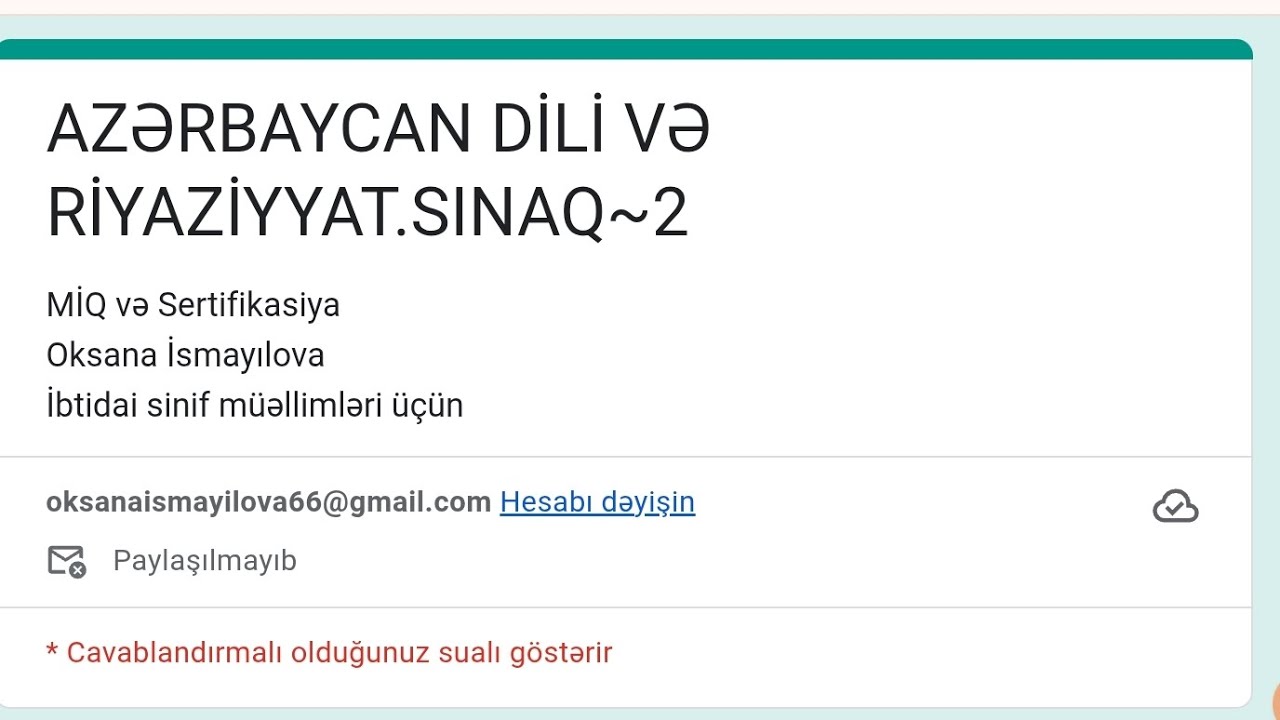 Azərbaycan dili və Riyaziyyat❤️Sınaq~2❤️(Sınaq linki⤵️)