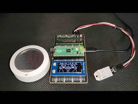 RP2040 Raspberry PI PICO - DHT22 Hygrometer Sensor Demo with Waveshare SH1107 OLED
