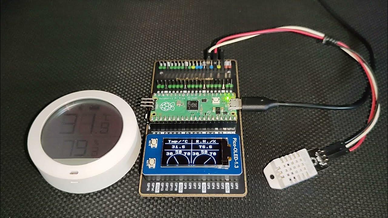 RP2040 Raspberry PI PICO DHT22 Hygrometer Sensor Demo with Waveshare