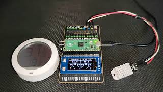 RP2040 Raspberry PI PICO - DHT22 Hygrometer Sensor Demo with Waveshare SH1107 OLED