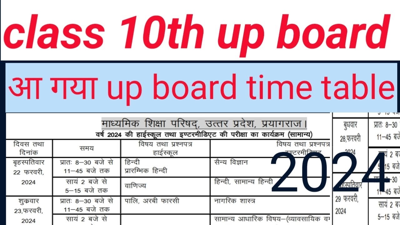 Up Board Time Table 2024 Up Board Date Sheet 2024 up board time table 2024 up board date sheet 2024