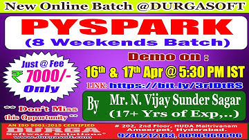 PYSPARK (8 Weekends Batch) Online Training @ DURGASOFT