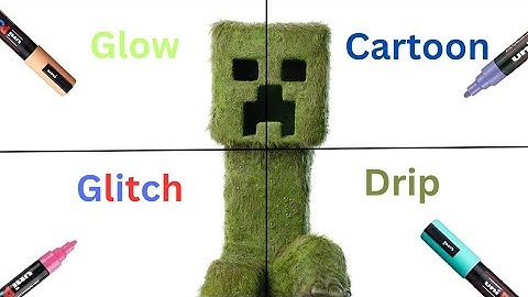 One drawing but in 4 different styles Minecraft Creeper!