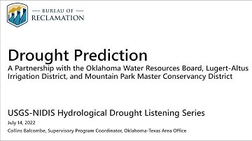 Drought Prediction & Water Availability Listening Session: Drought Prediction Partnerships