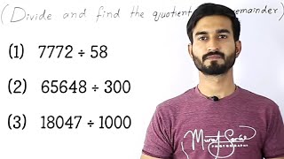 Divide And Find The Quotient And Remainderdivisionhindiurdumathuse
