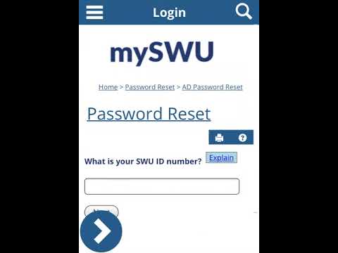 Resetting Password for mySWU