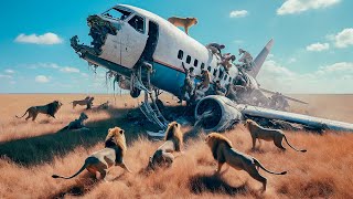 Group of People Crash From Plane in African Savanna and Are Attacked by Lions and Terrorists