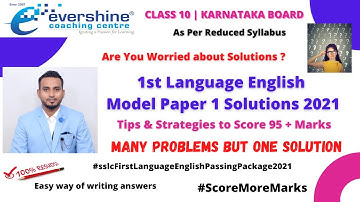 Class 10 | 1st language English Model Paper 1 Solutions 2021 | Karnataka SSLC | #1stLanguageEnglish