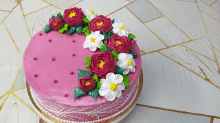 картинка: Торт для мужчины с кремовыми цветами