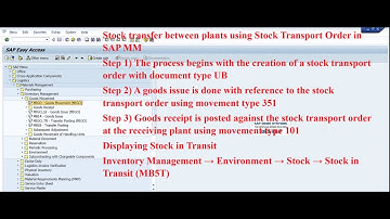 Stock transfer between plants using Stock Transport Order in SAP MM ECC6/S4 Hana