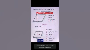 Perimeter and Area of Parallelogram #shorts