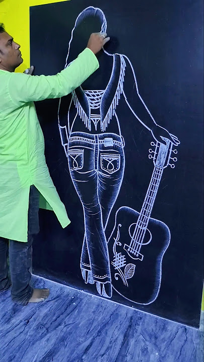 Learn to Draw a Stylish Girl with Guitar 🎸 #shorts #guitar #girl