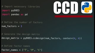 How To Create A Central Composite Ccd Design Using Python