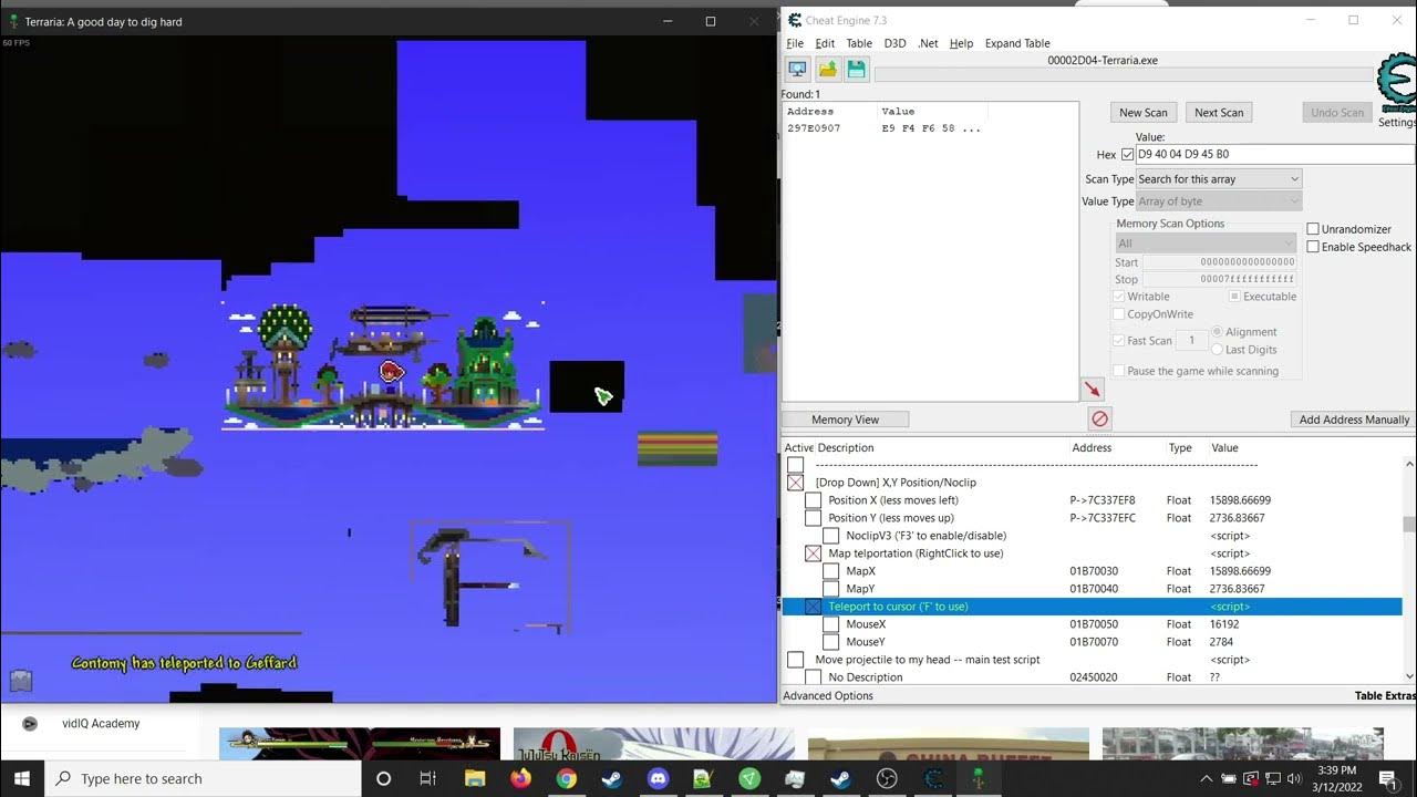 Terraria cheat engine 1 4 3 6 map teleportation cursor teleportation