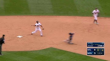 MIL@MIN: Dozier snags sharp grounder, starts DP