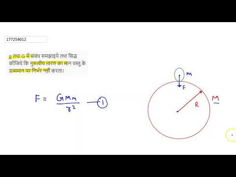 g तथा G में संबंध समझाइये तथा सिद्ध कीजिये कि गुरुत्वीय त्वरण का मान वस्तु के द्रव्यमान पर निर्...