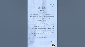 KUK BSC 3RD SEM PAPER ADVANCE CALCULUS 2019
