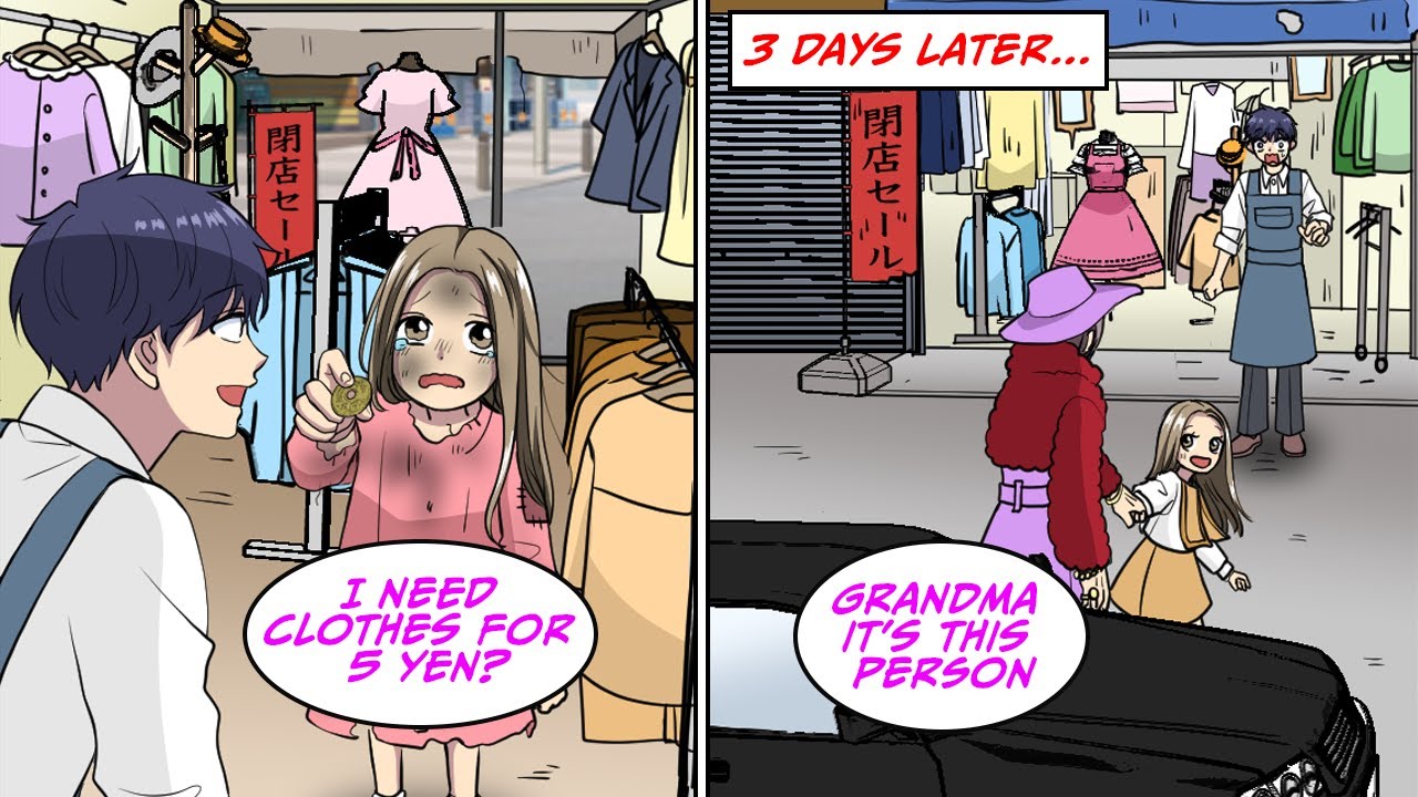 A girl in tattered clothes came to my collapsing store with 5 yen [Manga Dub]