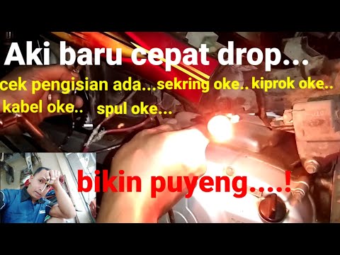 penyebab aki baru motor lemah disebabkan karena # kabel putih pengisian dari stator ada yg kebakar a. 