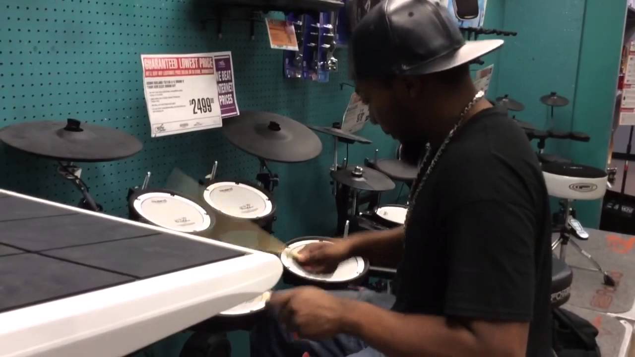 Playing Drums At Guitar Center With Play Along Tracks Part 3 Electric Drums YouTube
