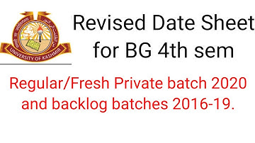 Revised Date sheet for BG 4th sem//Regular/Fresh Private batch 2020 and backlog batches 2016-19
