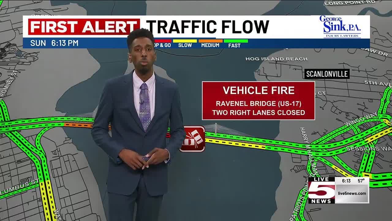 VIDEO: FIRST ALERT: Vehicle fire shuts down 2 lanes on Ravenel Bridge ...