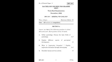 BPC - 001  December 2022 Question Paper