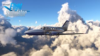 Escaping the California rain storm in the Cessna 414 - MSFS Full Flight Ultra Graphics