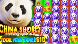 610 FREE GAMES! (Did I pick the right feature?) CHINA SHORES GREAT STACKS Slot Machine (KONAMI)