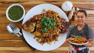 Most Delicious Thai Fried Fish with Garlic Recipe ♥ วิธีทำปลาทอดขมิ้น ♥ Episode 261