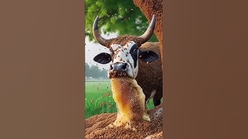 Cow stuck in a huge honeycomb like large bees farmers #humanity #animalrescue #cowrescue #rescue