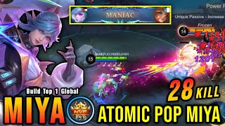 28 Kills + MANIAC!! Atomic Pop Miya New ALLSTAR Skin!! - Build Top 1 Global Miya ~ MLBB screenshot 2