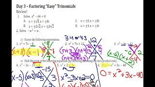 Alg 2H Unit 4 Day 3