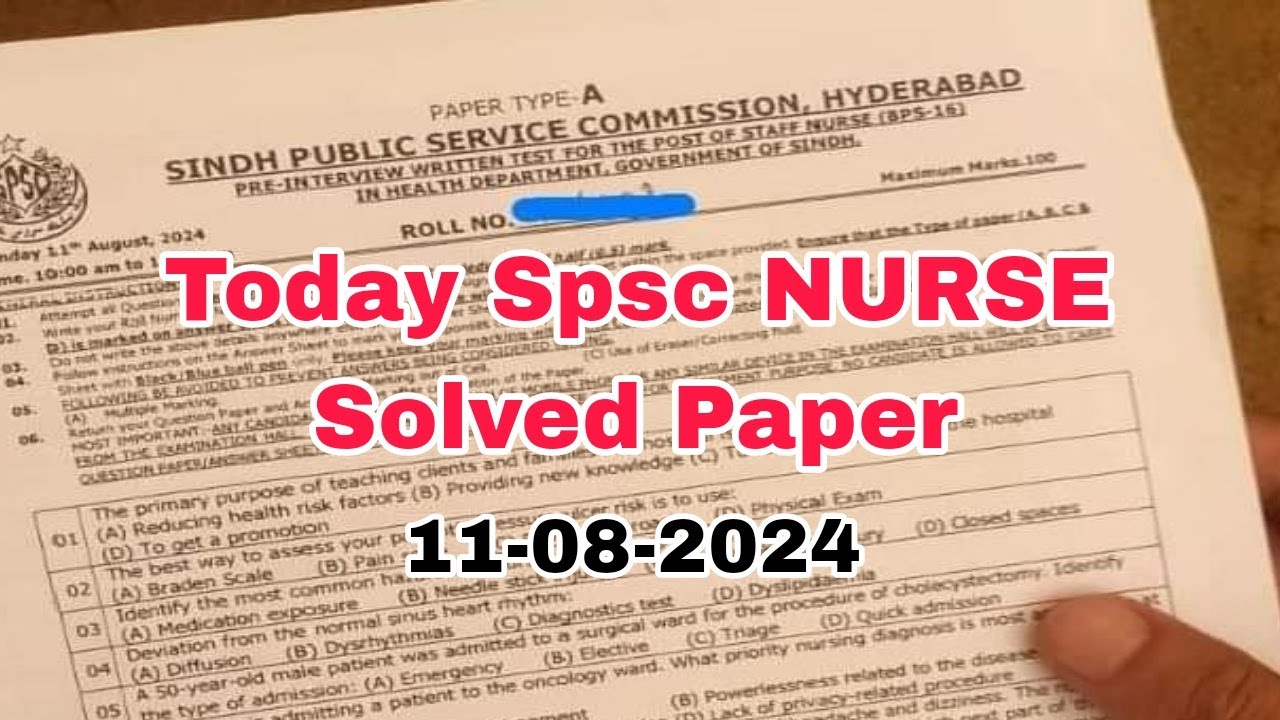 Spsc Article today spsc nurse bs-16 fully solved paper || sindh public service ...