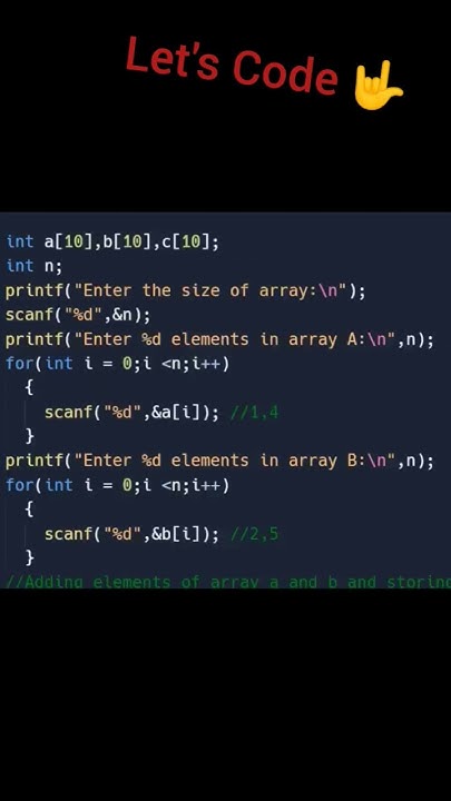 Add 2 one-dimensional arrays and store into third 1-D array| C ...