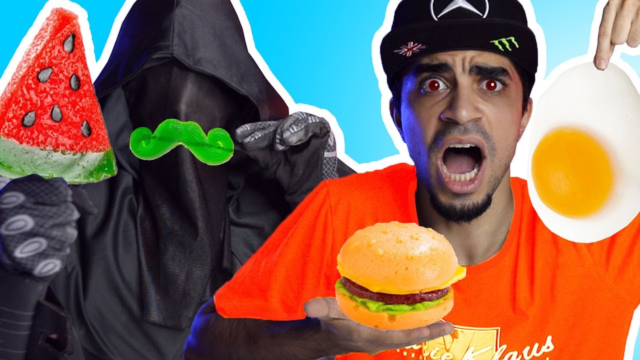 تحدي اكبر جيلاتين بالعالم 😓🍱 Gummy Food vs. Real Food Challenge! EATING GIANT GUMMY FOOD 🤦‍♂