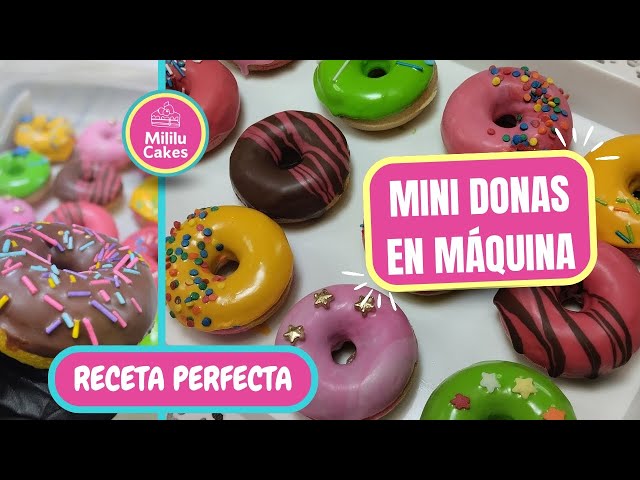 Mini Donas en máquina 🍩RECETA PERFECTA🍩 donitas para vender - glaseado y chocolate class=