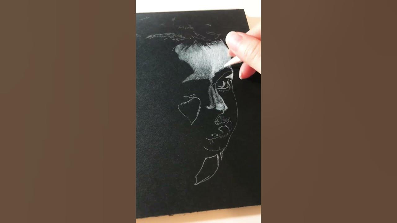 First time using white charcoal on black paper! : r/drawing