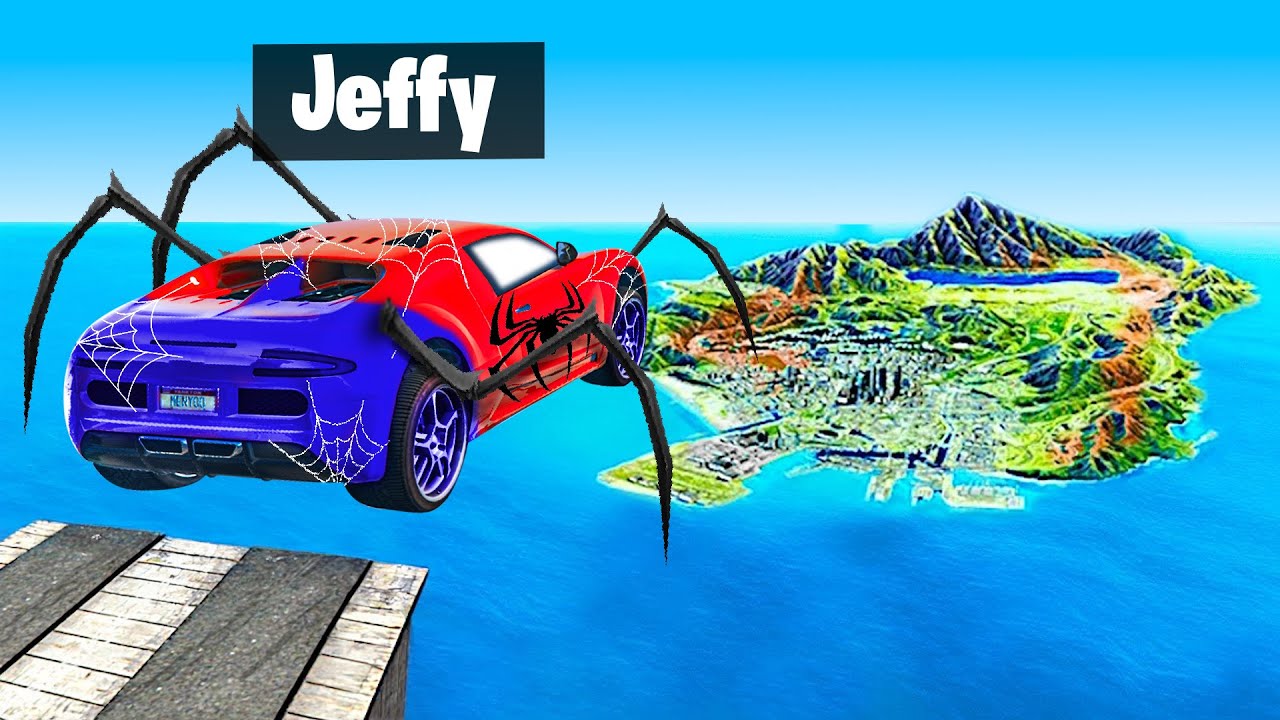Jeffy Jumps SPIDERMAN Cars Across ENTIRE MAP in GTA 5!