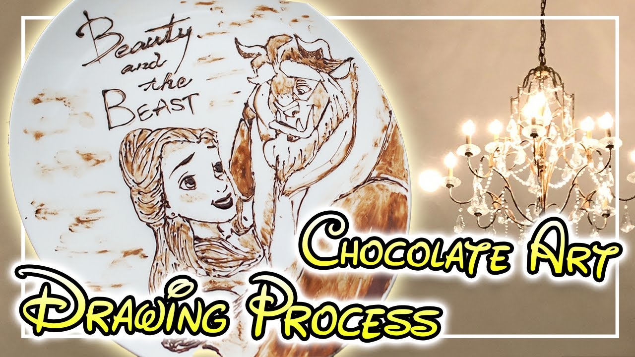 チョコペンアート ディズニー映画 美女と野獣 を描いてみた Drawing Process Of Beauty And The Beast From Disney Youtube
