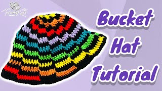 Black Rainbow Bucket Hat Crochet Tutorial | DIY | PassioKnit Kelsie