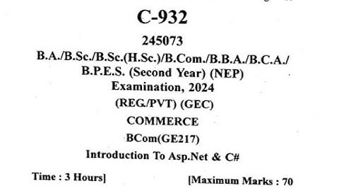 Asp.net & C#  notes & previous year paper