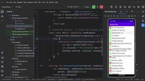 RecyclerView code walk through part 2, focusing on the Adapter.
