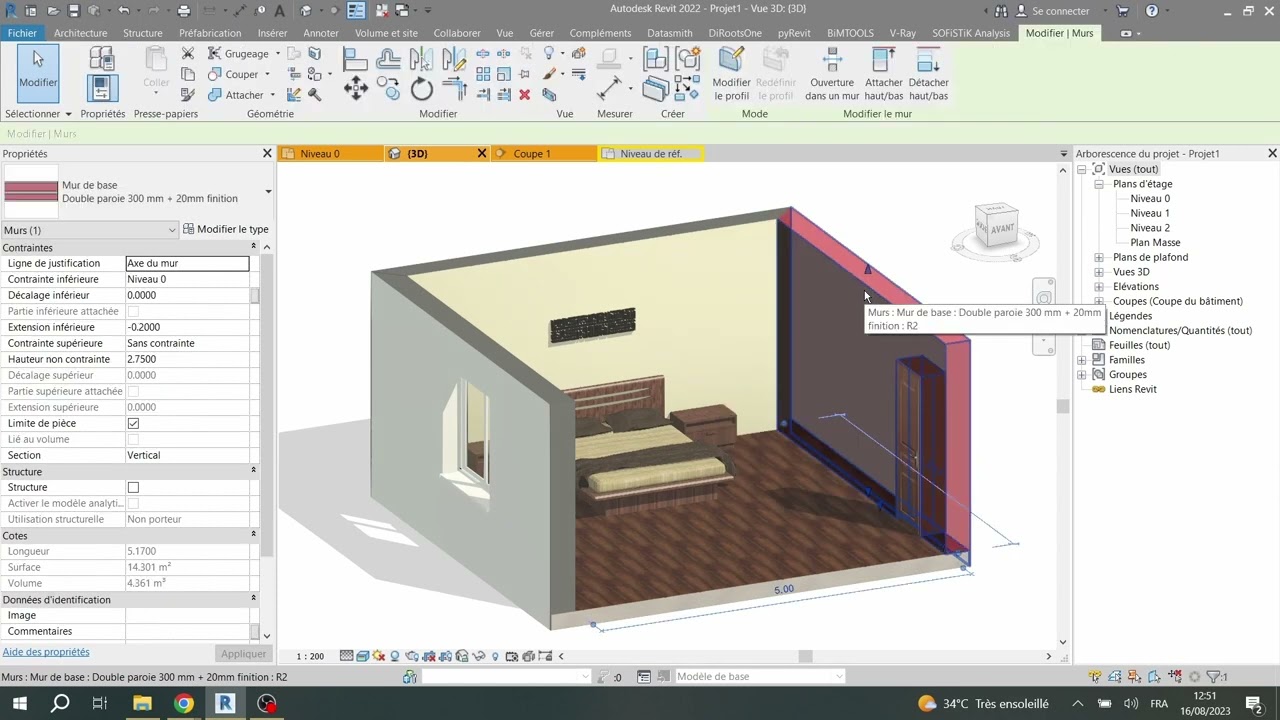 Tutoriel Revit N 02 - Profil en relief intégré au mur (plinthe)