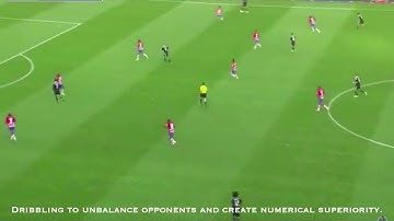 Dribbling to attract and unbalance opponents to create numerical superiority.